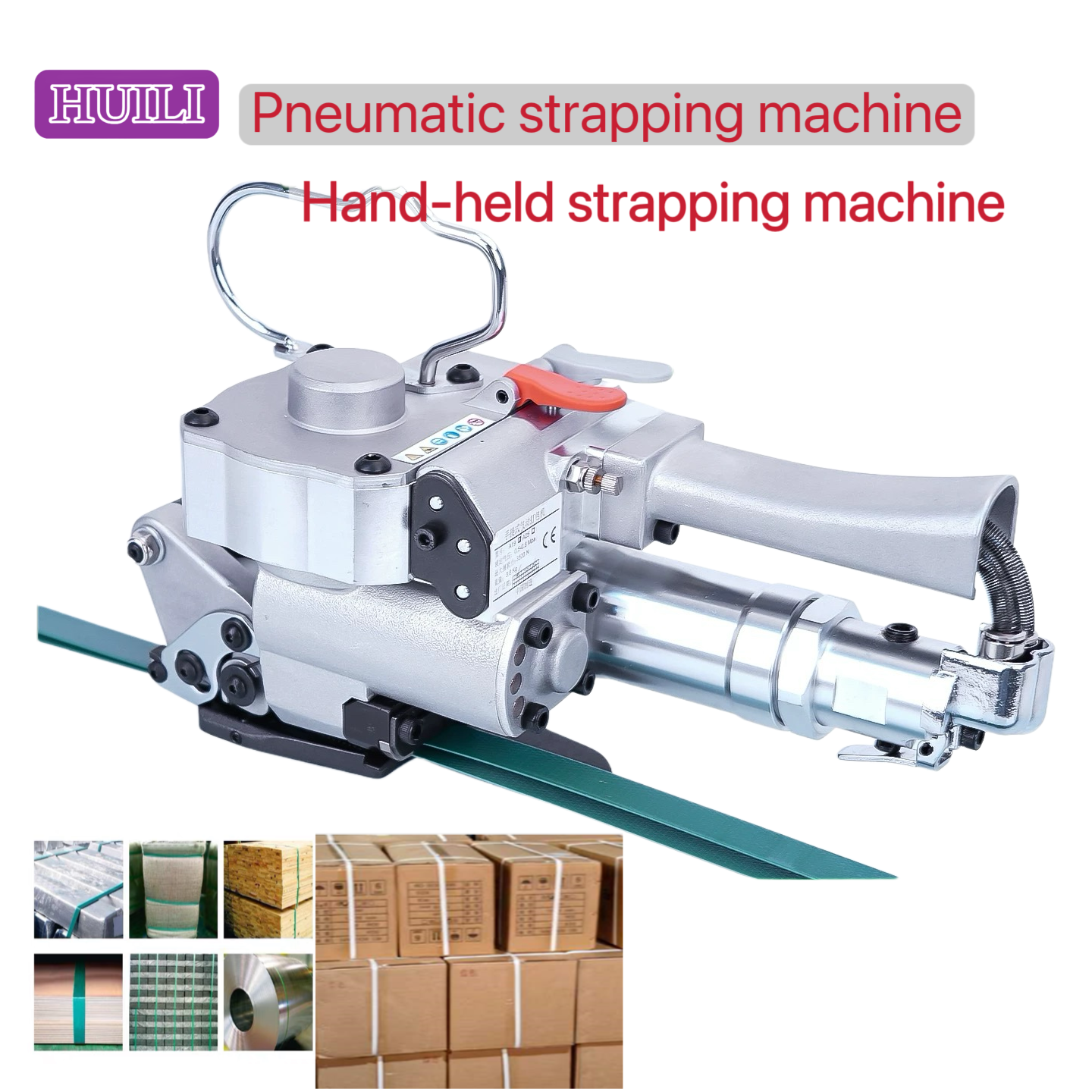 China 13-19mm PP PET Pneumatic Strapping Machine Friction Strapping Tool Handheld Baler factory