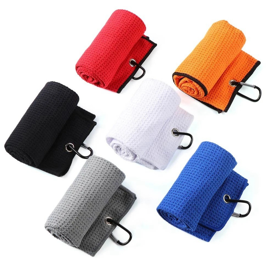 Custom Printed Logo Microfiber Golf Towel with Waffle Design and Hook 30*50cm/40*60cm