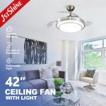 42" Retractable Ceiling Fan Light With Remote Control AC Motor