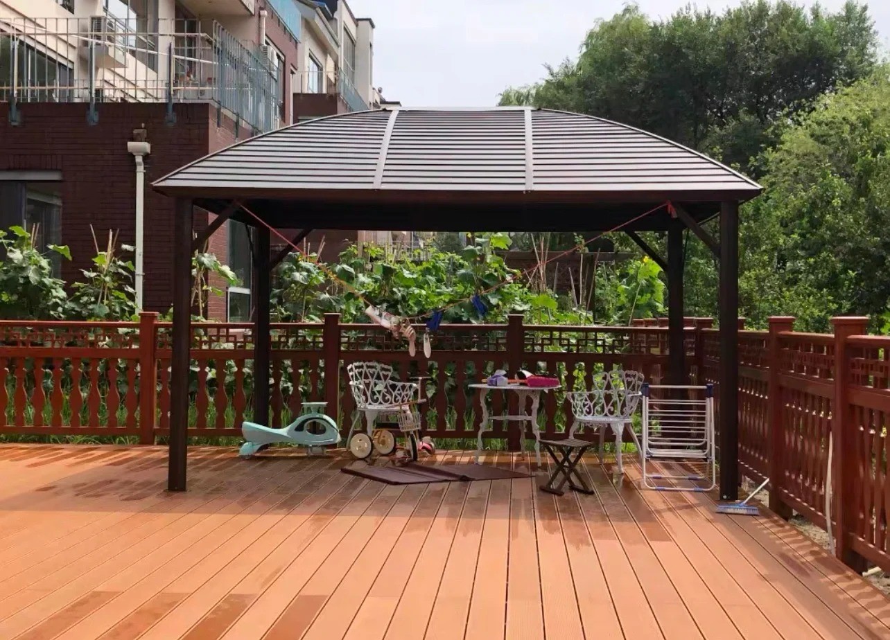 Aluminum Hardtop Gazebo, Pergola With Mesh Netting, Backyard, Garden, Black