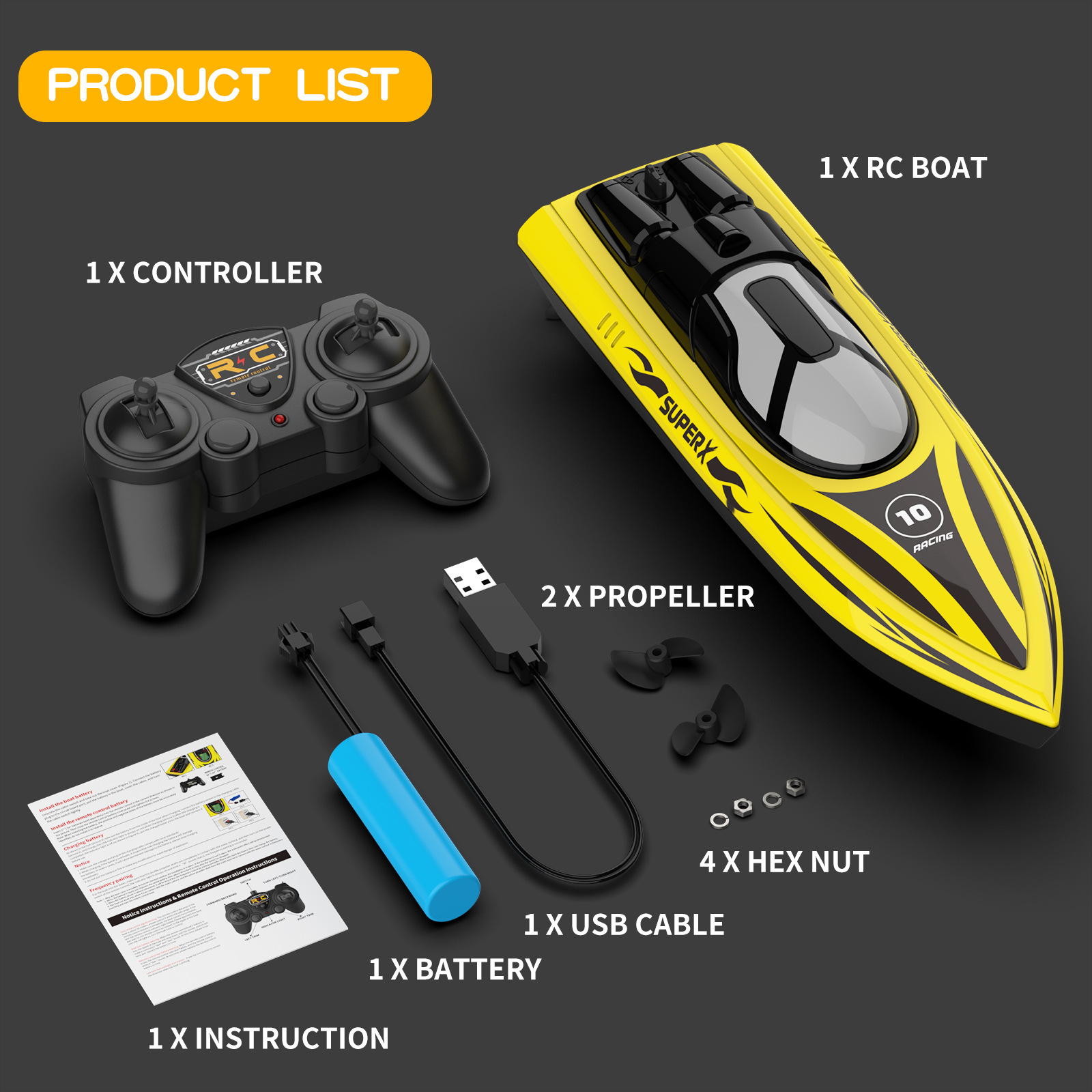 Plastic Water Induction Jet Boat for Remote Control Racing 2.4GHz Electric Speed