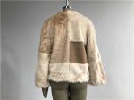 Beige Short Ladies Faux Fur Coats , Faux Fur Tan Teddy Fur Combo Coat