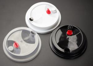 China Biodegradable Plastic Paper Cup Covers , Disposable Cup Lids Shapes Customized factory