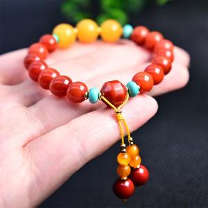 China Natural Baltic Amber Ombre Rainbow Colorful Round Beads Handmade Bracelet Original Amber For Women Men Healing Dominican Gems factory