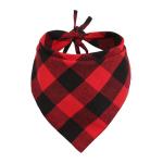 Custom Printed Red Plaid Dog Scarf Spring Flowers Large Dog Bibs