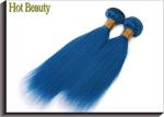 Double Stitch Weft Hair Extensions Human Hair Dark Blue Color AAAA Grade