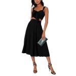 Crinkle Woven Rayon Black Sleeveless Tie-Front Two-Piece Dress Smocked Crop Tank