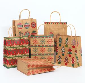 China 300GSM Kraft Paper Carrying Shopping Bags Gravure Printing With Handles factory