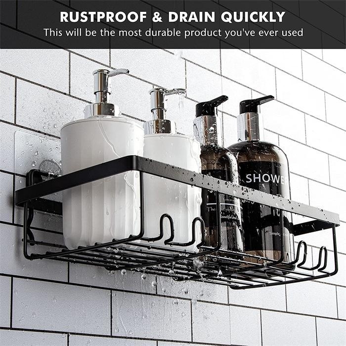 4PK No Drilling Adhesive Wall Mounted Bathroom Shelf Shower Caddy with 2 Soap Dishes