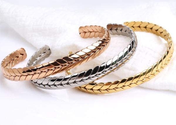 Stainless Steel wheat opening bracelet golden titanium steel bracelet lover