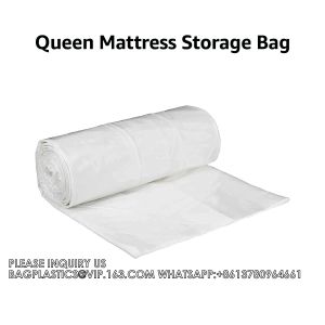 Commercial Moving And Storage Mattress Bag, Queen, 4 Mil, 1 Count, White, 80"L X