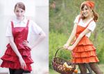 Flounced Dress Printed Kitchen Cooking Aprons , Funny Cooking Aprons For Women