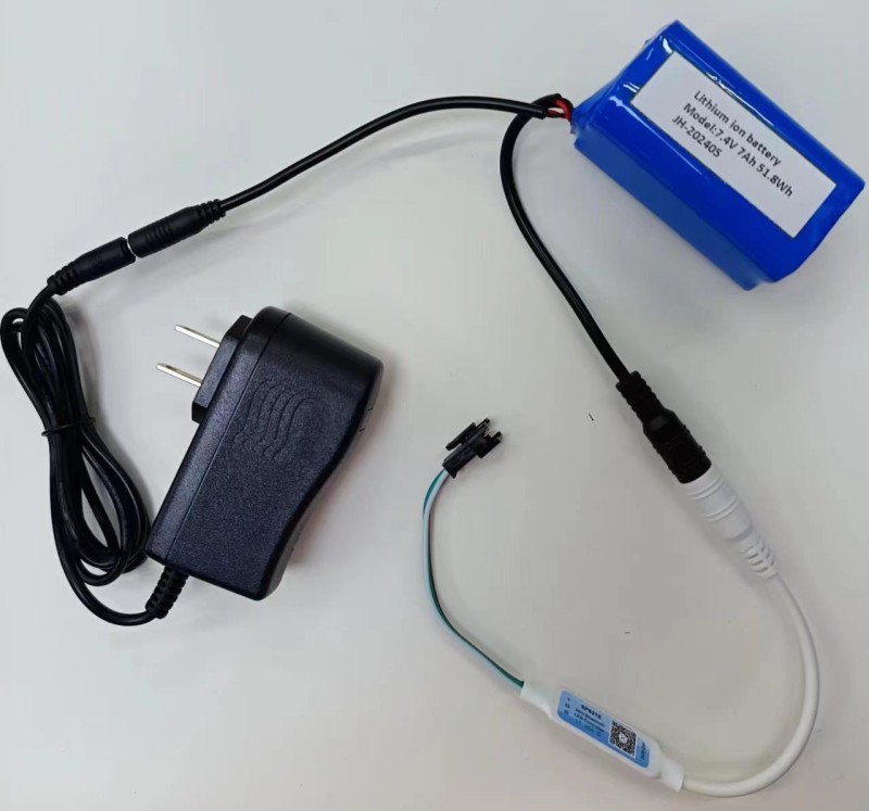 Custom Battery Pack 18650 7.4V 7000mAh Battery and LED strip controller