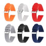 6 Colors Shiny Buckle Mens Rubber Watch Bands 18 20 22mm