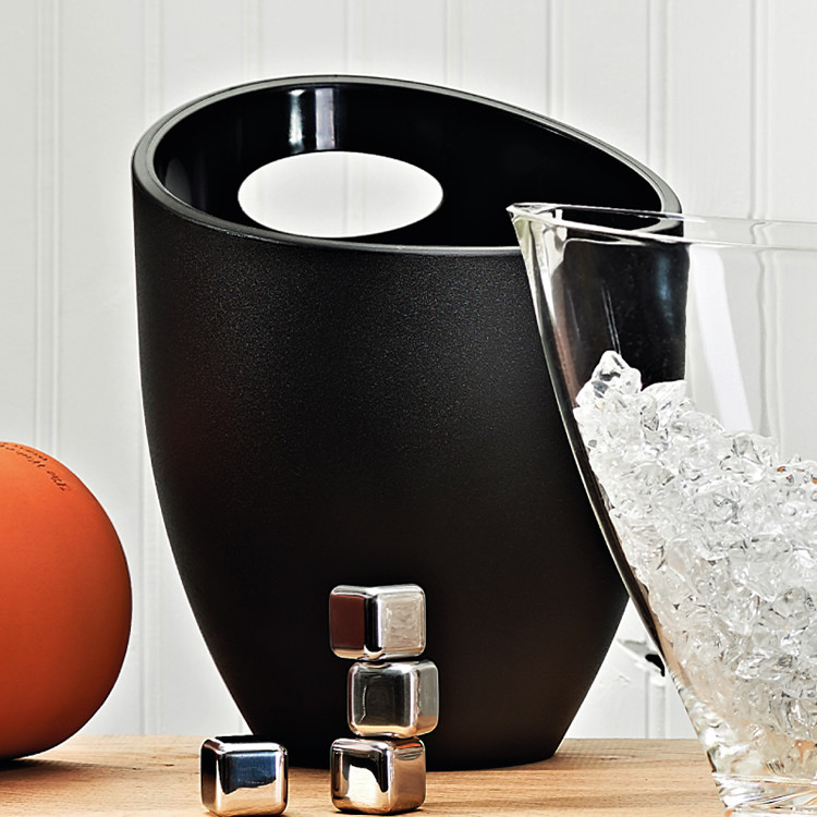 Bar Butler Wine Chiller Bucket Transparent Black PS Plastic Ice Bucket