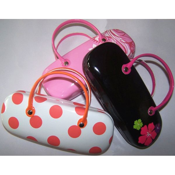 Hot selling printed handmade sunglasses cases with handle-flower n dot design