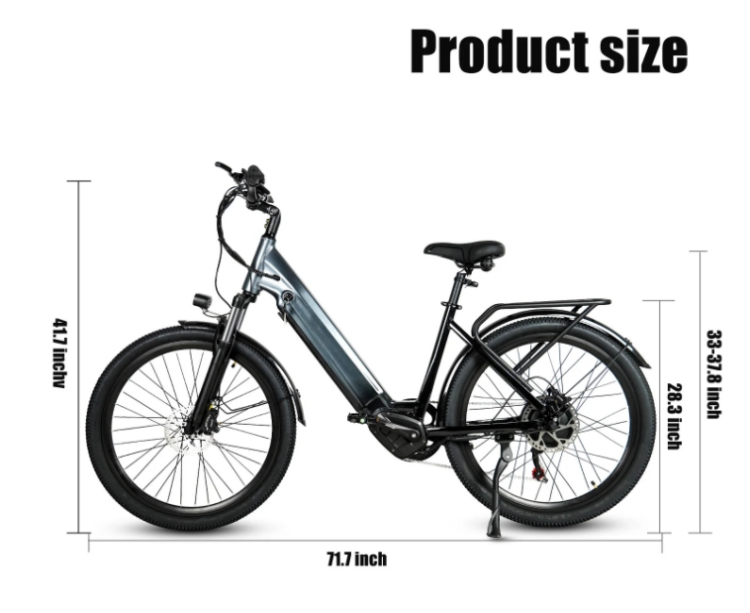 48V 17AH Battery Electric City Bike 26 Inch 7 Speed Ladies Step Through Electric Bike