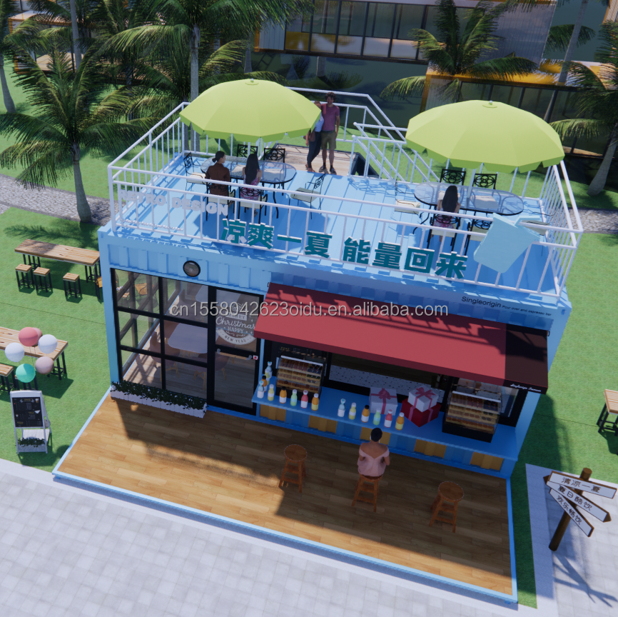 Hotel Modern Design 20ft or 40ft Prefabricated Container Coffee Shop and Bar for Hotel