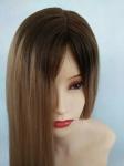 16 Inches Highlight With Dark Root European Human Hair Jewish Wig
