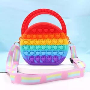 China Push Bubble Girls Pop Shoulder Bag , Relieve Stress Pop Fidget Purse factory