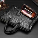 End Crocodile Embossed Genuine Leather Business Handbags Briefcase Laptop Bag
