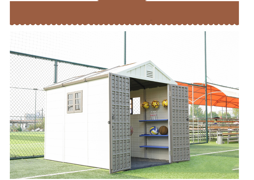 ODM ISO9001 Plastic Shed House , Steel Handle Large Outdoor Plastic Storage Sheds