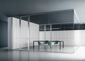 China Full View 108mm Aluminum Frame 12mm+12mm Glass Partition Wall With Special Adhesive Tape factory