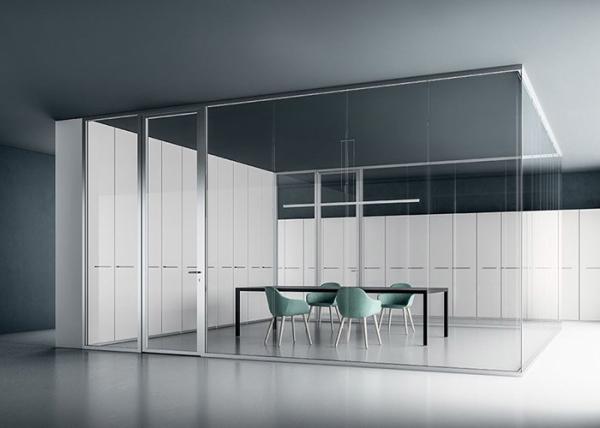 Full View 108mm Aluminum Frame 12mm+12mm Glass Partition Wall With Special