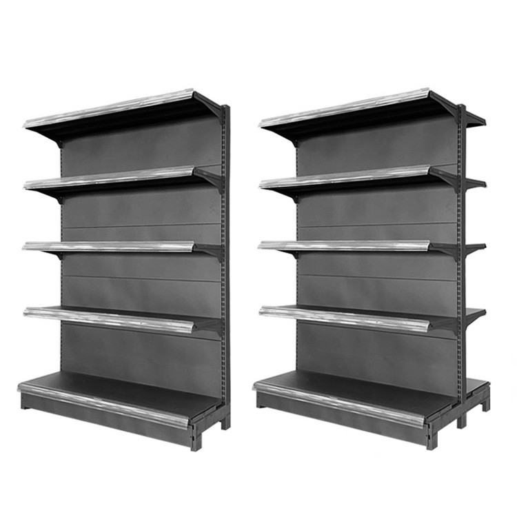 Customized Supermarket Display Shelves Single Side Metal Gondola Shelving Retail Store