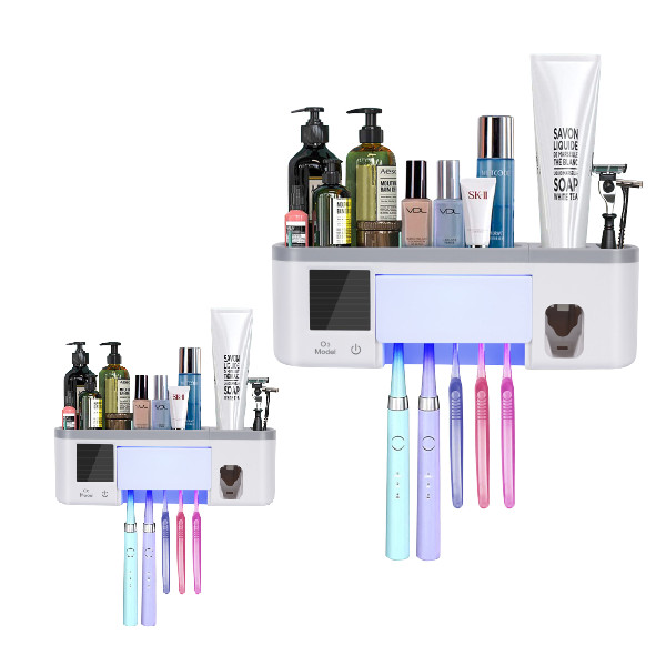ABS Uv Toothbrush Sanitizer Holder Toothpaste Dispenser Multifunctional Storage