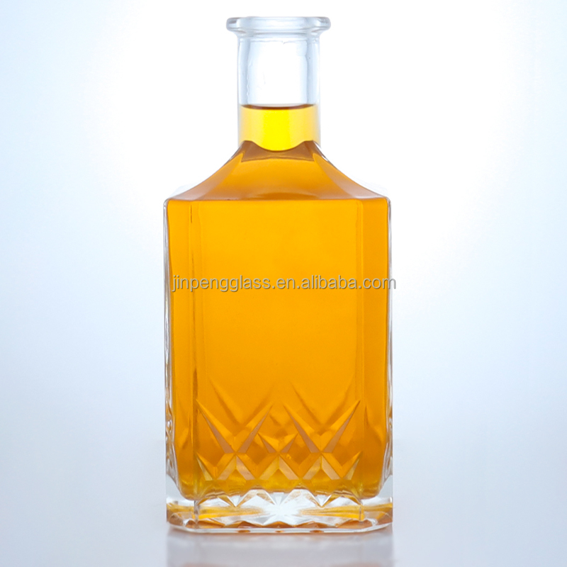 Unique Design Custom 500ml 700ml Super Flint Glass Bottle for Rum Whiskey Vodka Brandy