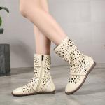 S147 Factory retro literary leather high-top boots Guangzhou women's shoes round