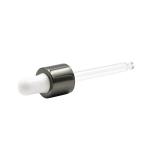 White Rubber Head Glossy Black Plastic Bottle Dropper Anodized Aluminum Dropper