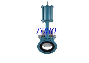 China TOBO High Temperature Pneumatic Ceramic Shut Off 3 5 Inch Dn100 Knife Gate Valve factory