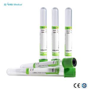 China 13x100mm Plastic Blood Collection Tubes Green Top Lithium Heparin Additive factory