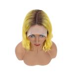 Thick Lace Frontal Bob Wigs Human Hair 1b / Yellow Body Wave Wig