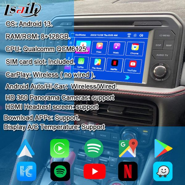 NISSAN Multimedia Interface OEM Android Upgrade for GT-R 2017+Integrated Wireless CarPlay, YouTube, NetFlix,Android Auto