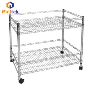 China Customized Chrome Plated 2 Layers Stainless Steel Wire Shelf Adjustable For Storage factory