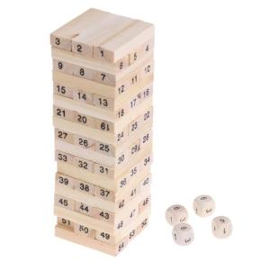 China Digits Domino Wooden Building Blocks Toy Tower Stacking Game factory