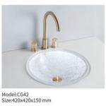 Crystal Die Cast Glass Bathroom Basin Round Hotel Domestic Countertop Wash Basin