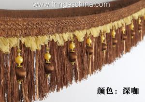 China Handmade fashionable chain beads lace tassels fringes for curtain/sofa/pillow decoration factory