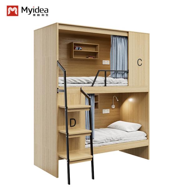 Hostel-Ready Fully Enclosed Modern Apartment Wooden Bunk Beds and Steel Foot