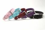 5 Adjustment Holes Soft Nylon Dog Collar Real Split Leather Studded OEM ODM
