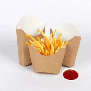 China 220gsm Disposable Pantone Pe Coated Kraft Paper French Fries Potato Chips Box Packaging factory