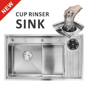 China Handmade Cup Rinser Sink Stainless Steel 16 Gauge Single Bowl 33x22 factory