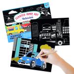 12 TYPES Vehicles Themed Scratch Paper Art Set No Smell Eco Friendly STEM Toys