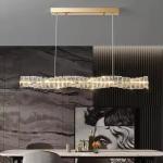 Golden Kitchen Island Pendant Light Nordic LED Rectangle Stainless Steel Hanging