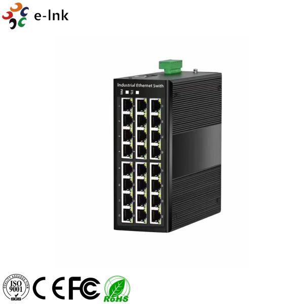 Gigabit DIN Rail Ethernet Fiber Optic Switch Industrial Managed 24 Port 10/100