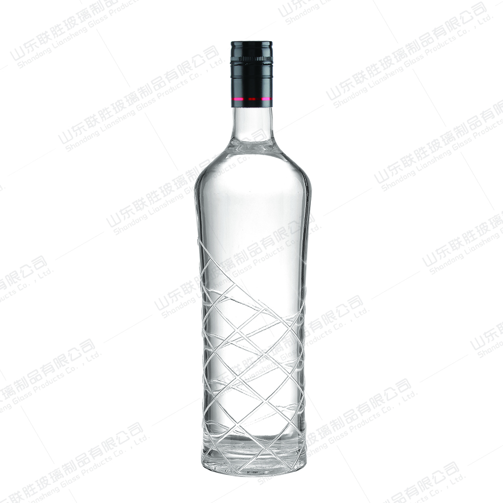 500ml 700ml 750ml Round Engraved Glass Bottle with Screw Cap for Vodka Gin Whisky