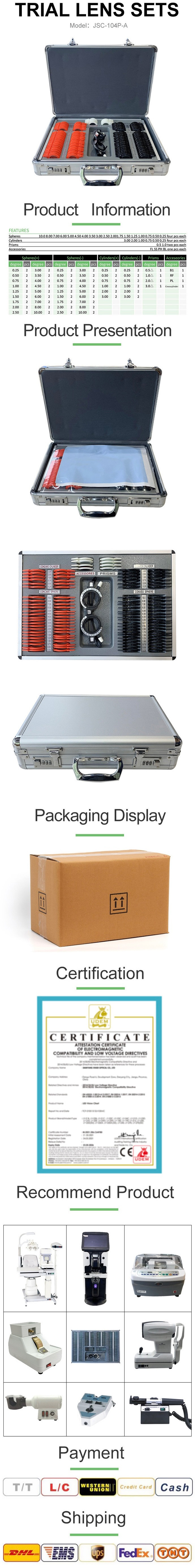 Durable Stainless Steel Optical Trial Lens Set Box Plastic Rim Leather Case